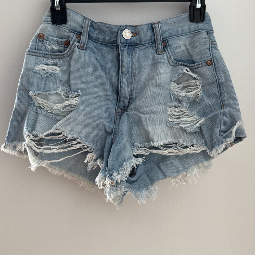 Aeropostale Light Blue Distressed Jean Shorts